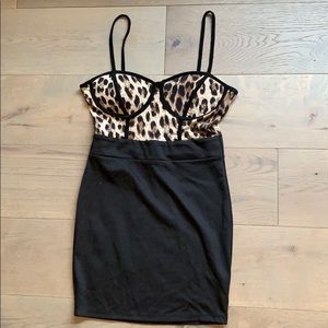 Tank dress with leopard top